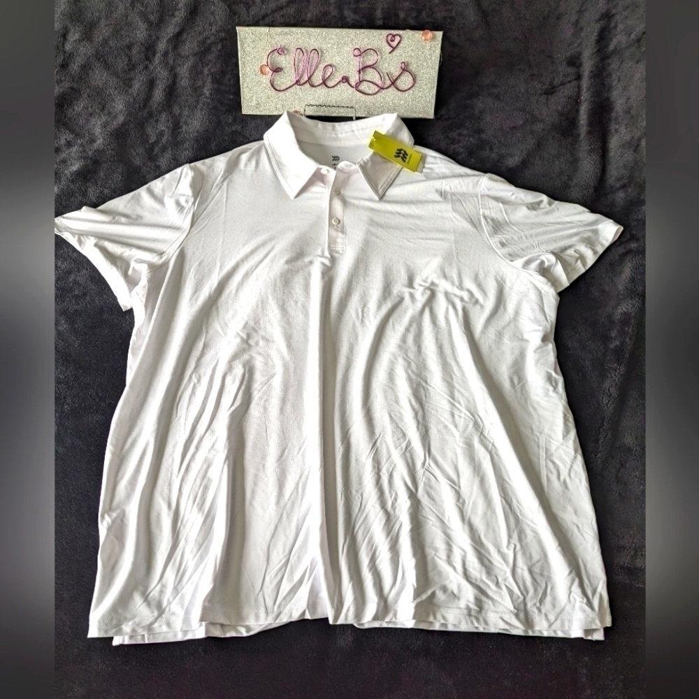 NWT Mens All in Motion White Jersey Polo XXL